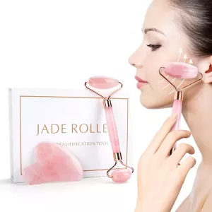 rose quartz roller, gua sha roller, face lifting tool, face lifting roller, quartz roller