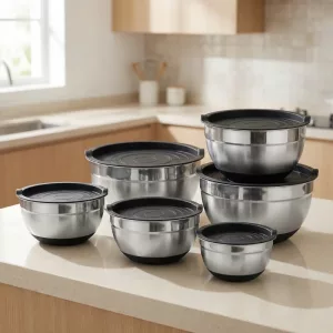 stainless steel mixing bowls with lids